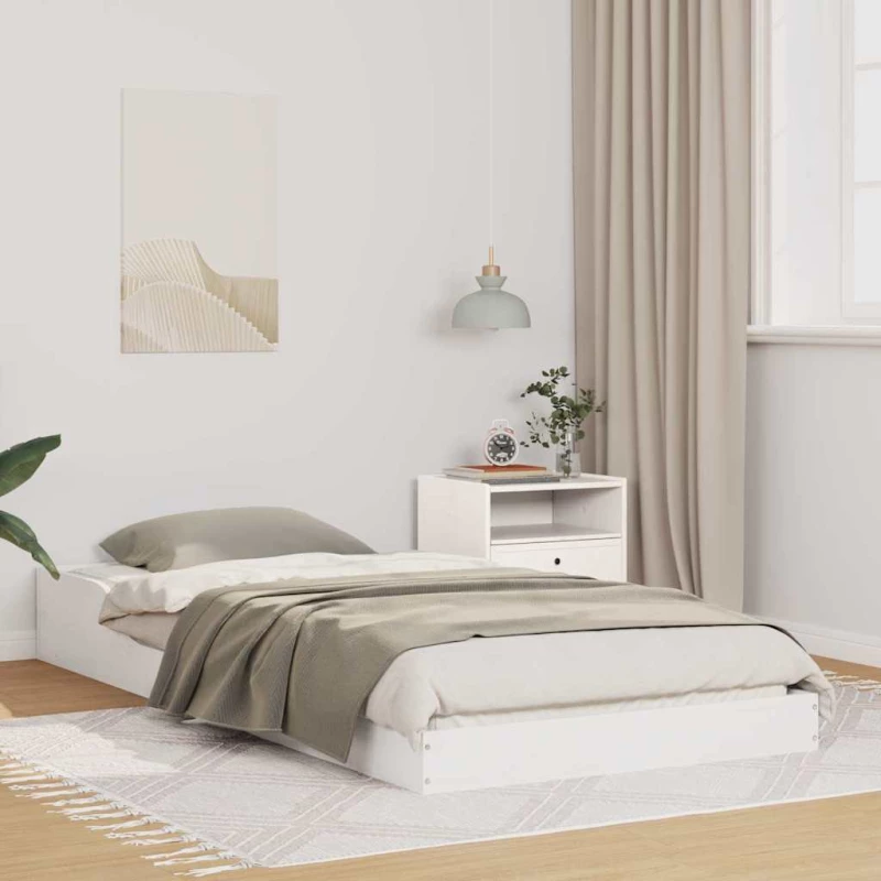vidaXL Σκελετός Κρεβατιού Λευκό 75 x 190 cm Μασίφ ξύλο πεύκου