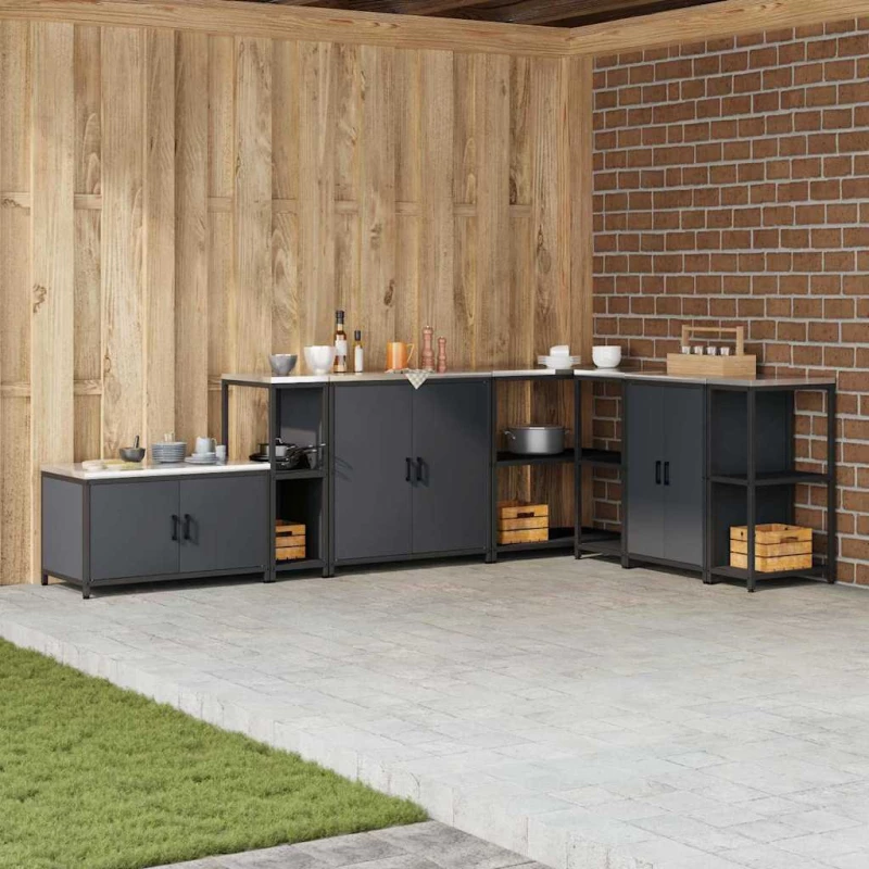 vidaXL Ράφι Αποθήκευσης Κουζίνας Ανθρακί 60 x 50 x 92 εκ. Ατσάλι