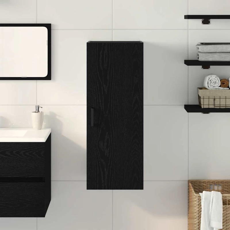 vidaXL Ντουλάπι Τοίχου Μαύρο Δρυς 34,5x34x90 εκ. από Τεχνητό Ξύλο