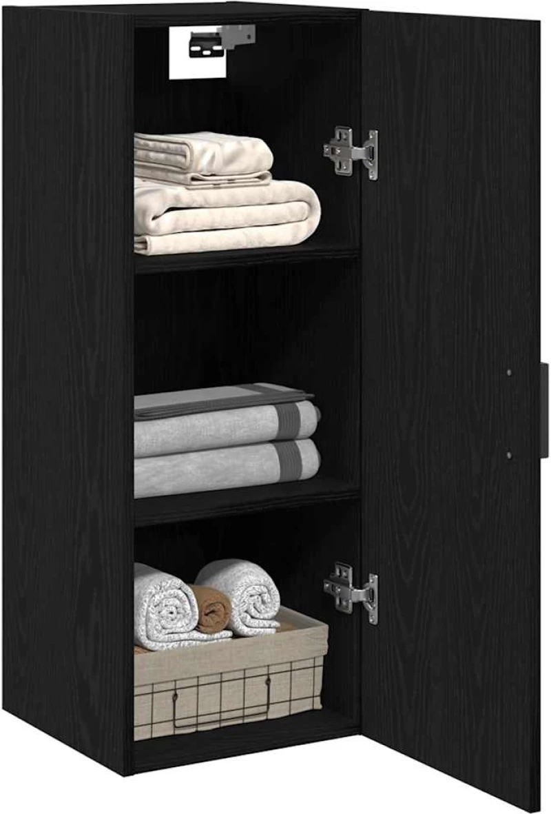 vidaXL Ντουλάπι Τοίχου Μαύρο Δρυς 34,5x34x90 εκ. από Τεχνητό Ξύλο