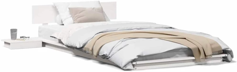 vidaXL Κρεβάτι Πλατφόρμα με Κομοδίνα Λευκό 80x200εκ Μασίφ Ξύλο