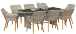 vidaXL Σετ τραπεζαρίας 9 pcs Ανοιχτό γκρι 190 x 80 x 74 εκ