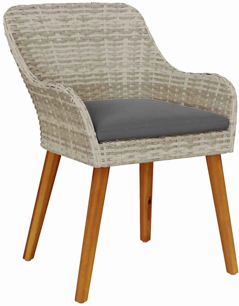 vidaXL Σετ τραπεζαρίας 9 pcs Ανοιχτό γκρι 190 x 80 x 74 εκ
