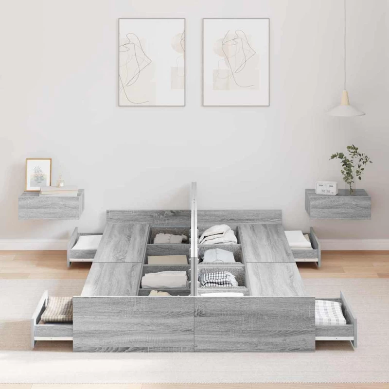 vidaXL Κρεβάτι Αποθήκευσης Γκρι Σοναμά Γκρι sonoma 120 x 190 cm