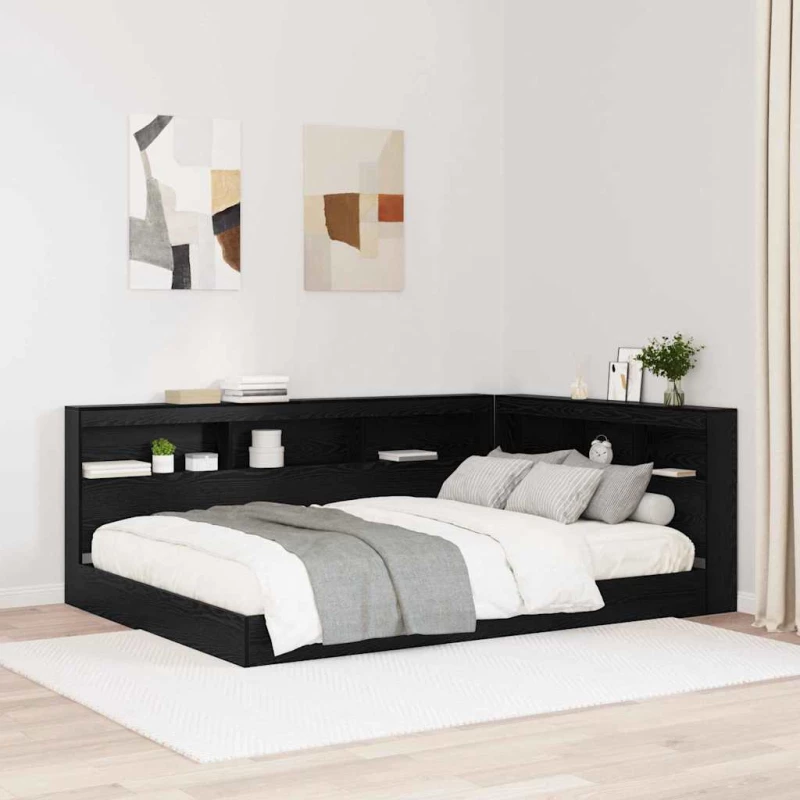 vidaXL Κεφαλάρι Αποθήκης με ράφι Μαύρη δρυς 135 cm Επεξεργασμένο ξύλο