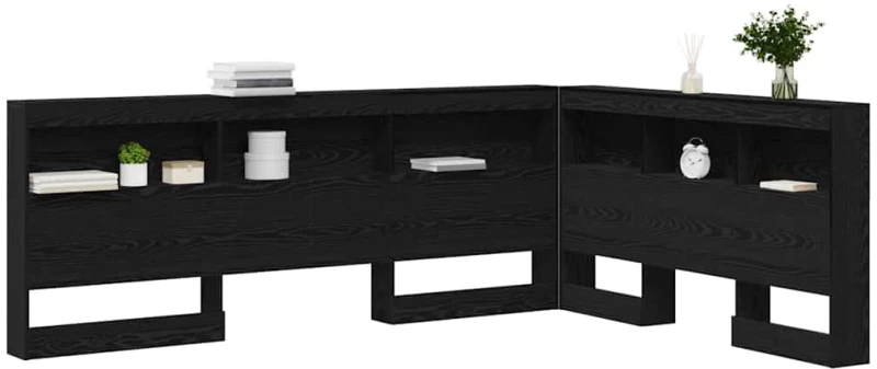 vidaXL Κεφαλάρι Αποθήκης με ράφι Μαύρη δρυς 135 cm Επεξεργασμένο ξύλο