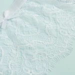 White Eyelash Lace High Waist Metal Button Garter Belt Panty