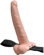 FETISH FANTASY SERIES - ADJUSTABLE HARNESS REALISTIC PENIS WITH BALLS RECHARGEABLE AND VIBRATOR 23 CM