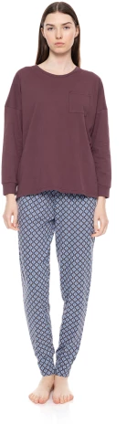 Γυναικεία Πυτζάμα Pink Label - Blue Print - Μωβ μπλούζα - Cotton - Regular Fit