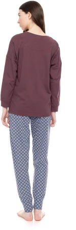 Γυναικεία Πυτζάμα Pink Label - Blue Print - Μωβ μπλούζα - Cotton - Regular Fit