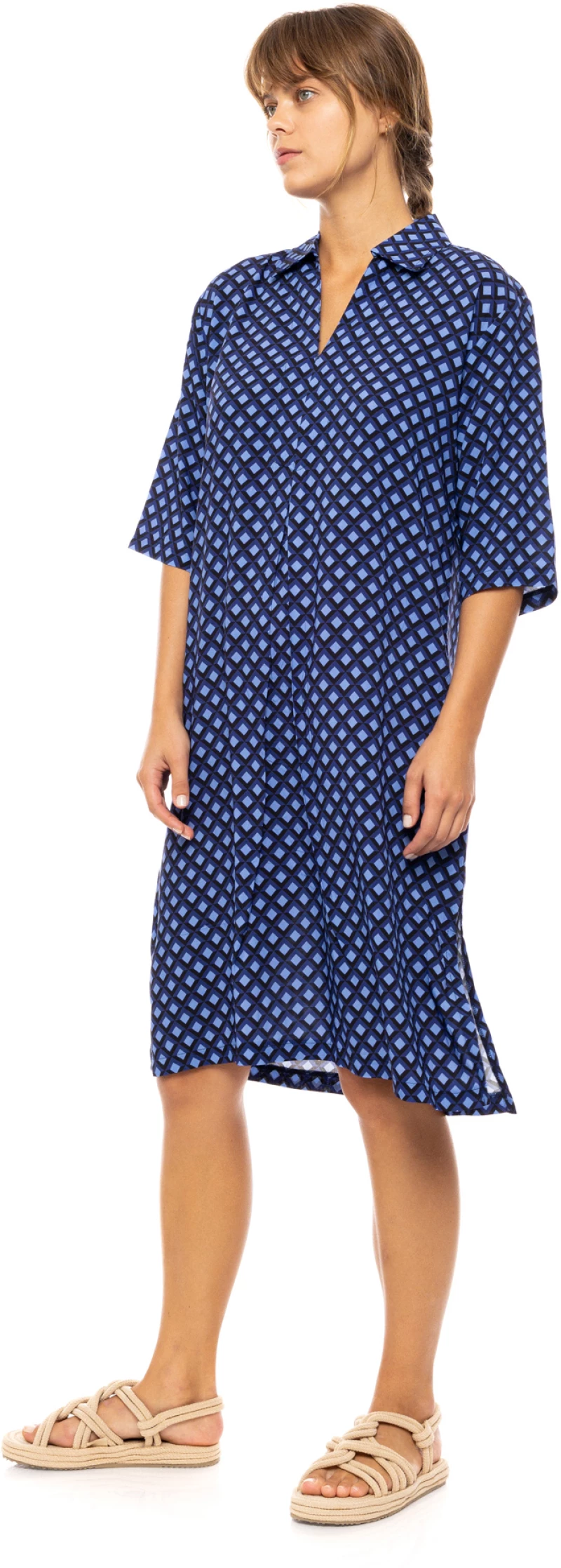 Γυναικείο Beachdress Pink Label - Φόρεμα - BLUE AZURE - Viscose - 3/4 Μανίκι