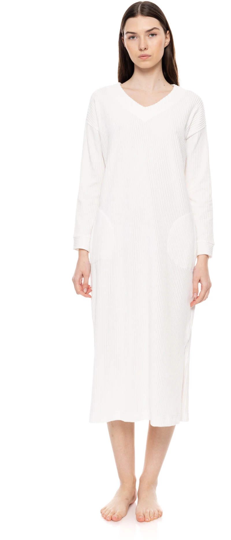 Γυναικείο Νυχτικό Pink Label - Λευκό - VELVET STRIPE - Regular Fit - Cotton