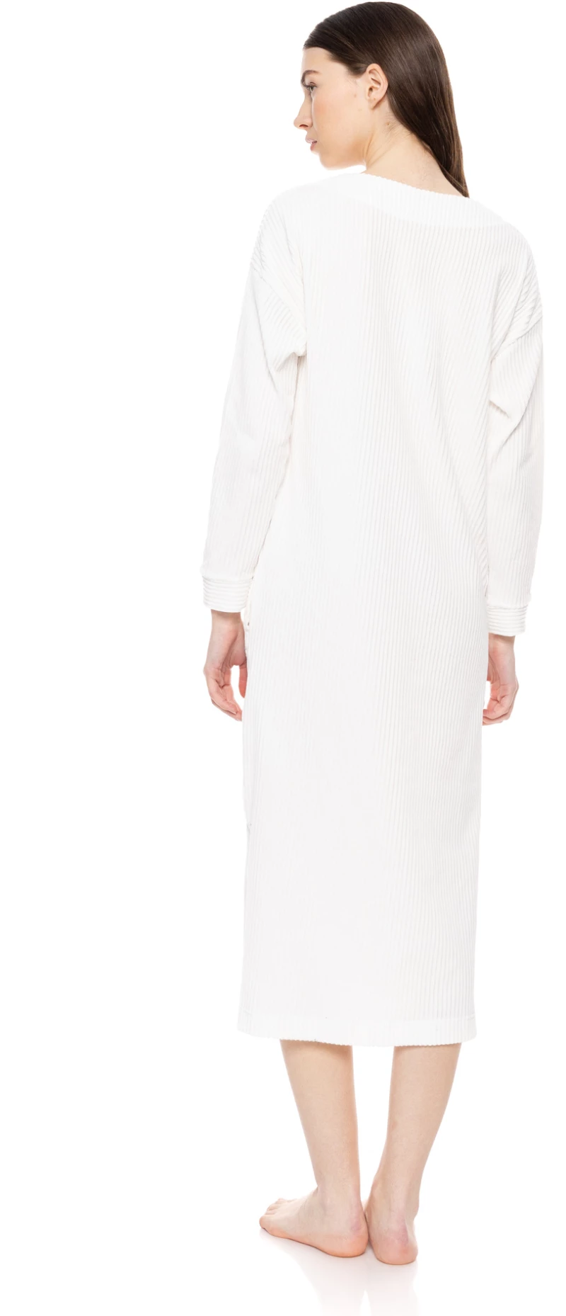 Γυναικείο Νυχτικό Pink Label - Λευκό - VELVET STRIPE - Regular Fit - Cotton
