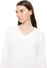 Γυναικείο Νυχτικό Pink Label - Λευκό - VELVET STRIPE - Regular Fit - Cotton