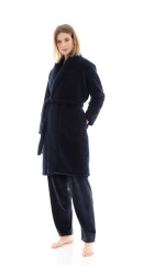 Γυναικεία Ρόμπα Pink Label - FLEECE FLUFFY - Midi - Yacht Blue - Polyester - Regular Fit