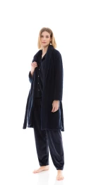 Γυναικεία Ρόμπα Pink Label - FLEECE FLUFFY - Midi - Yacht Blue - Polyester - Regular Fit