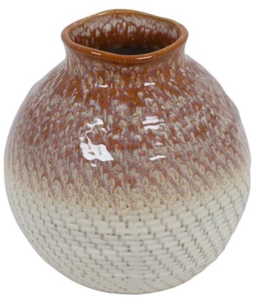 Βάζο κεραμικό καφέ/μπεζ 18x18,5cm