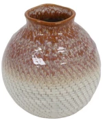 Βάζο κεραμικό καφέ/μπεζ 18x18,5cm