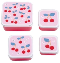 A Little Lovely Company Σετ 4 Δοχεία Φαγητού Lunch & Snack Box -Cherries SBSECH82