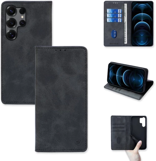 Θήκη Πορτοφόλι Vintage Magnet Wallet Sonique Samsung Galaxy S25 Ultra Μαύρο