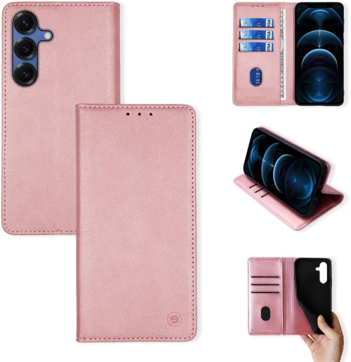 Θήκη Πορτοφόλι Vintage Magnet Wallet Sonique Samsung Galaxy S25 Plus Ροζ Χρυσό
