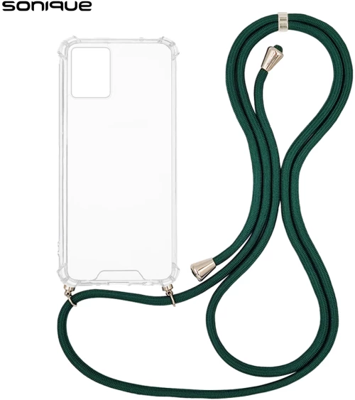 Θήκη Σιλικόνης με Κορδόνι Sonique Armor Clear Motorola Moto G53 5G Πράσινο Σκούρο