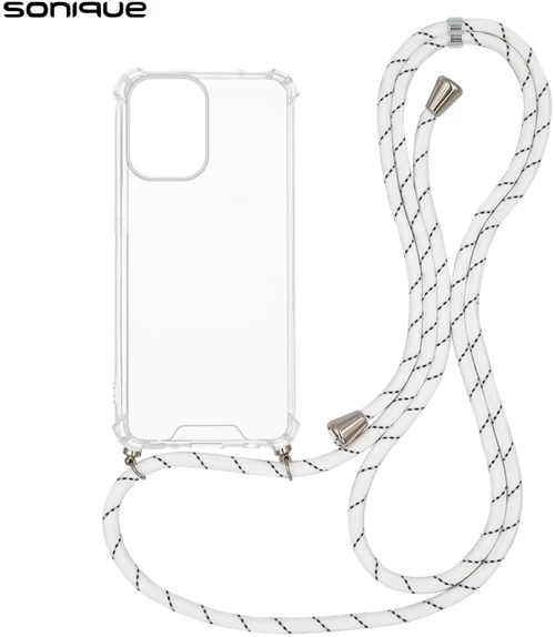 Θήκη Σιλικόνης με Κορδόνι Sonique Armor Clear Motorola Moto G34 5G Rainbow Λευκό