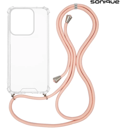 Θήκη Σιλικόνης με Κορδόνι Sonique Armor Clear Motorola Moto G15 4G / Moto G15 Power Ροζ