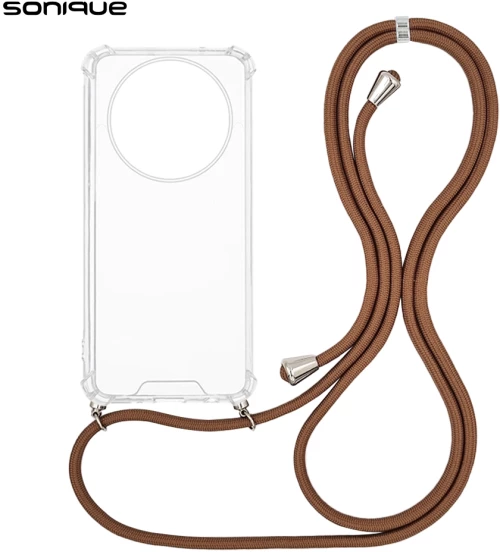 Θήκη Σιλικόνης με Κορδόνι Sonique Armor Clear Realme 14 Pro Plus 5G Καφέ
