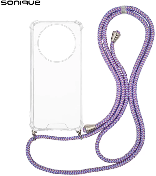 Θήκη Σιλικόνης με Κορδόνι Sonique Armor Clear Realme 14 Pro 5G Rainbow Λιλά