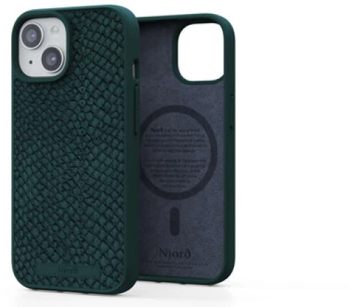 Njord "salmon leather magsafe" cover for apple iphone 14 pro, green