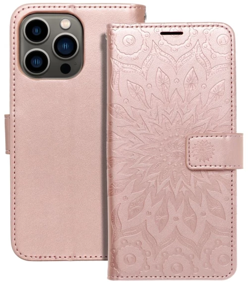 Mezzo Book Case For Iphone 13 Pro Mandala Rose Gold