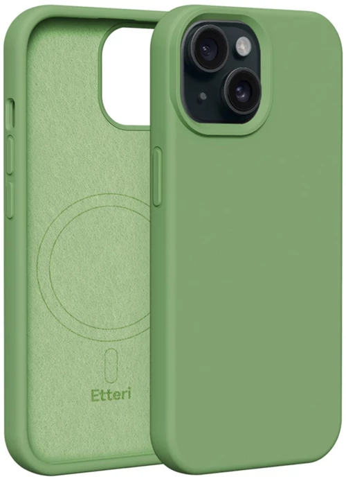 Etteri silicone mag case for iphone 15 6,1" light green