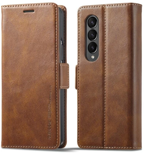Για Samsung Galaxy Z Fold4 5G LC.IMEEKE RFID Anti-theft Δερμάτινη θήκη τηλεφώνου (καφέ) (LC.IMEEKE)