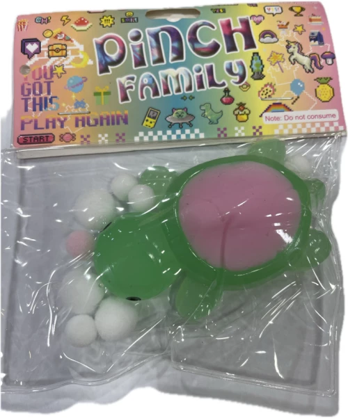 Pinch Family Squishy Χελωνάκι Πράσινο ή Κίτρινο με Pon Pon 7cm