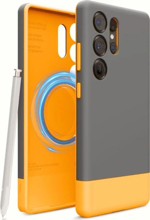Θήκη Samsung Galaxy S25 Ultra Elago Magnetic Glide Σκληρή με MagSafe - Dark Grey / Yellow (EGS25MSGL68-DGYYE)