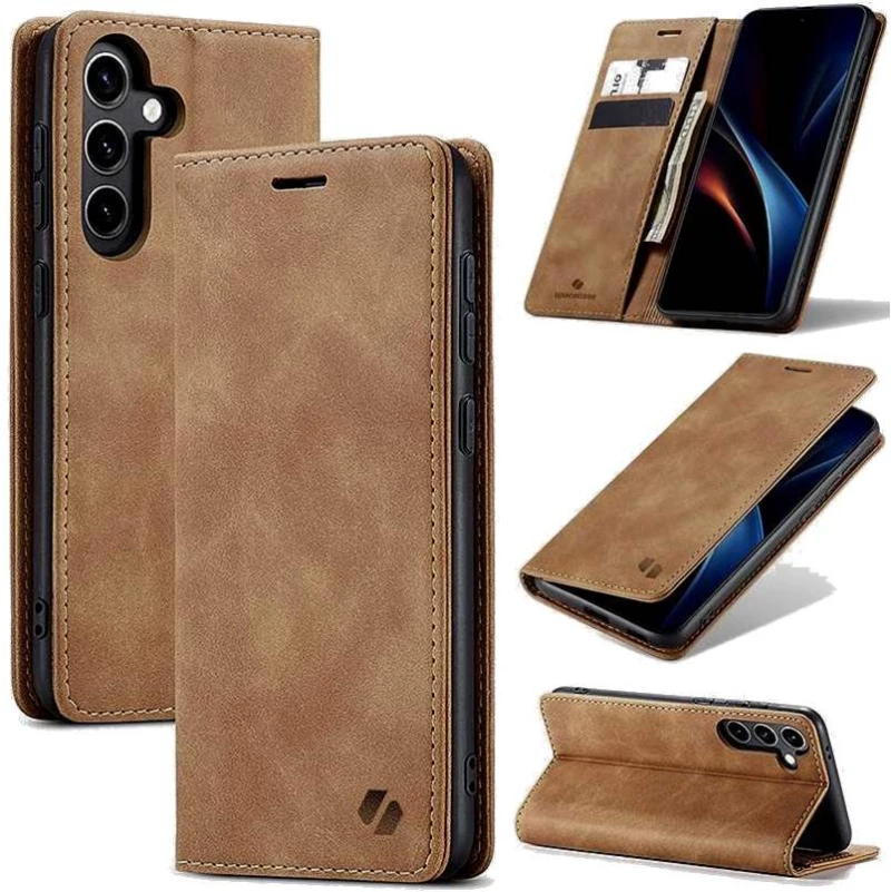 Θήκη Samsung Galaxy S25 Spacecase Wallet Πορτοφόλι - Light Brown (5905719114626)