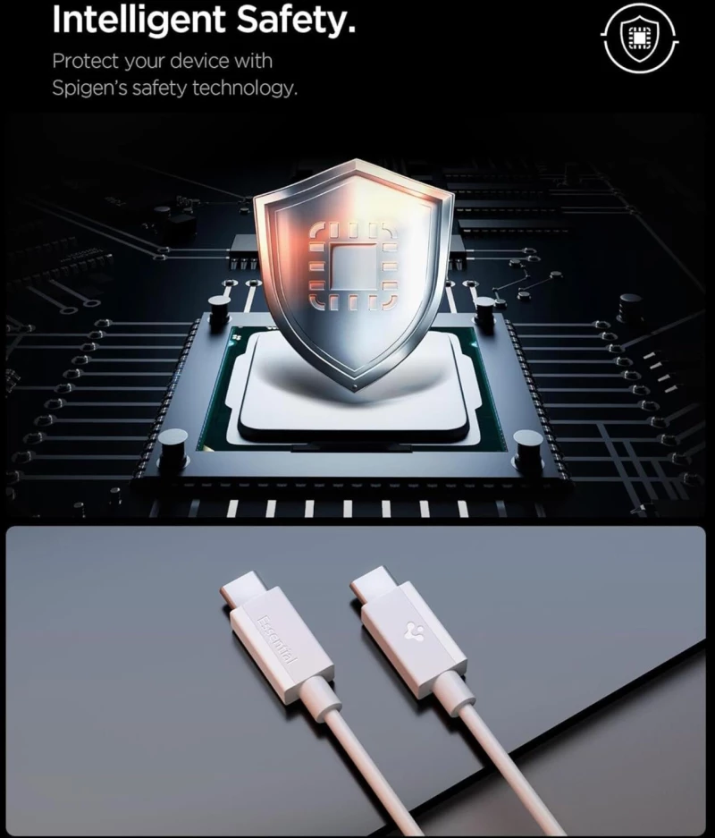 Καλώδιο Type-C Spigen Essential EB6020CC Φόρτισης & Μεταφοράς Δεδομένων σε Type-C 200cm 60W - White (ACA08719)