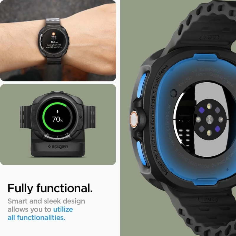 Θήκη Samsung Galaxy Watch 8 Classic 46mm Spigen Liquid Air Σιλικόνης - Matte Black (ACS09841)