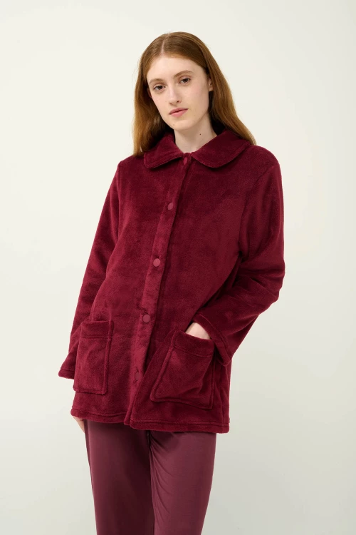 Γυναικεία Κουμπωτή Fleece Ρόμπα - 23358