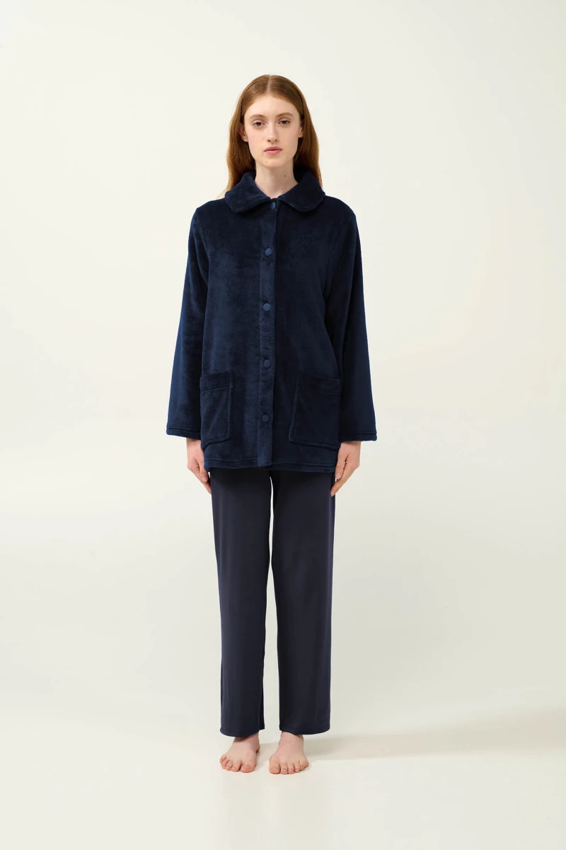 Γυναικεία Κουμπωτή Fleece Ρόμπα - 23358