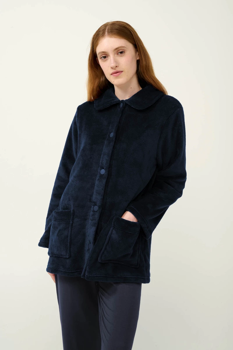 Γυναικεία Κουμπωτή Fleece Ρόμπα - 23358