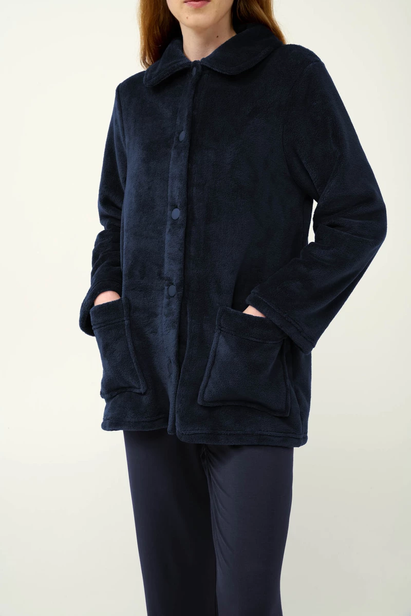 Γυναικεία Κουμπωτή Fleece Ρόμπα - 23358