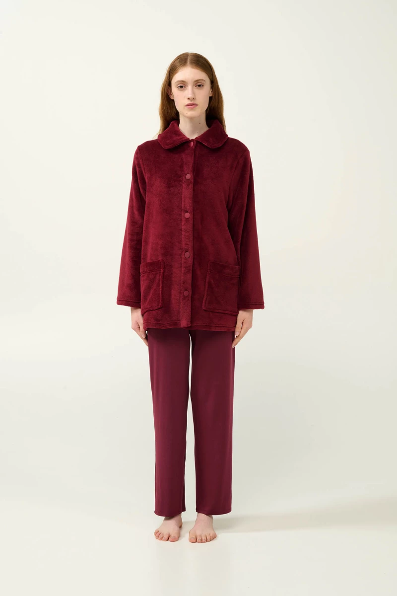 Γυναικεία Κουμπωτή Fleece Ρόμπα - 23358