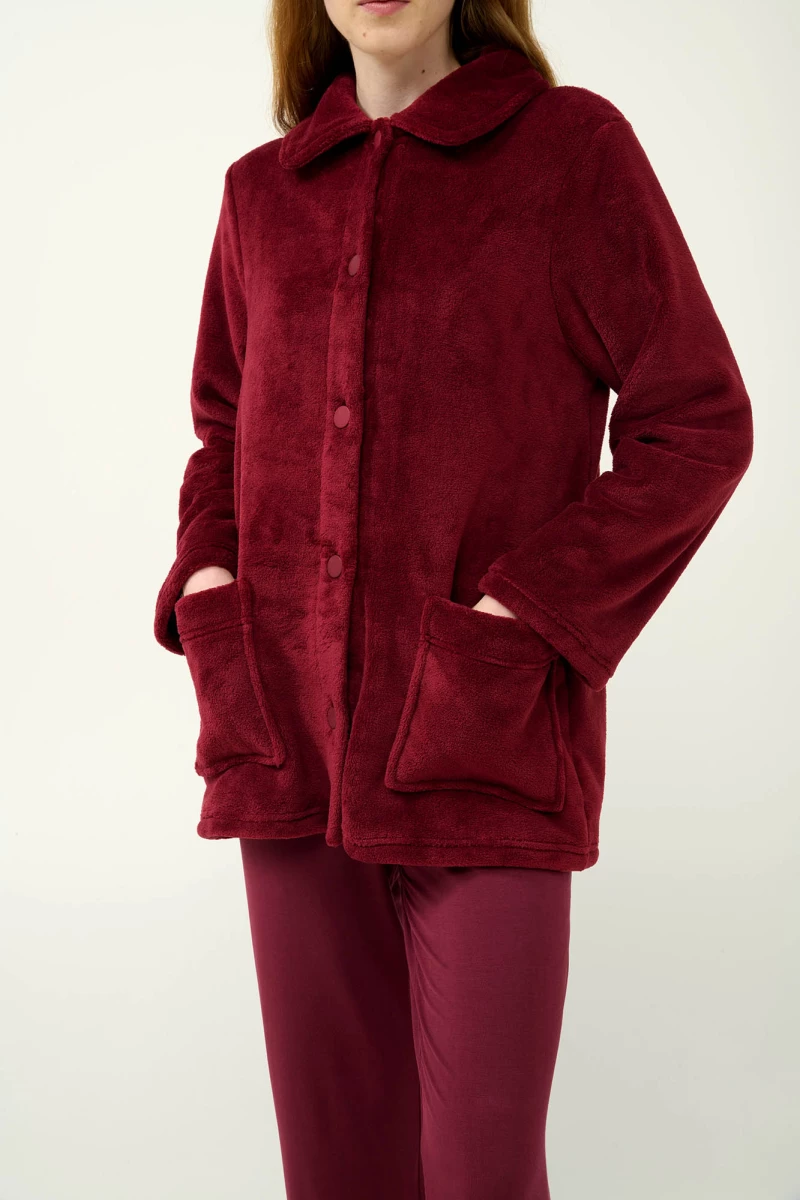 Γυναικεία Κουμπωτή Fleece Ρόμπα - 23358