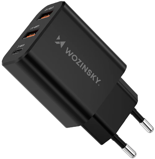 Wozinsky CWCUCB 30W USB-C / 2 x USB-A Wall Charger - Black