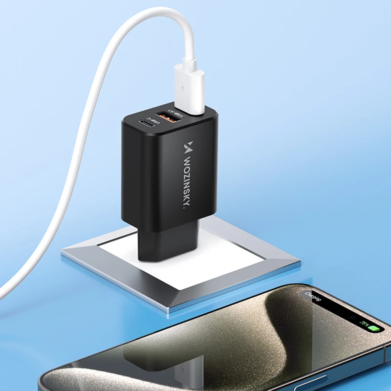 Wozinsky CWCUCB 30W USB-C / 2 x USB-A Wall Charger - Black