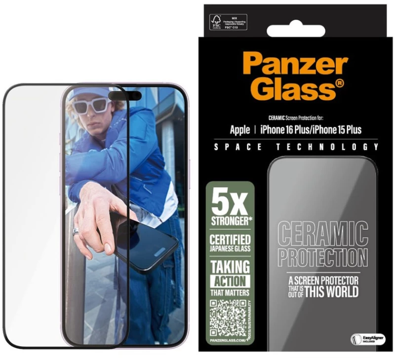 PanzerGlass - Ceramic Screen Protection - iPhone 16 Plus - Ultra Wide Fit / Electronics