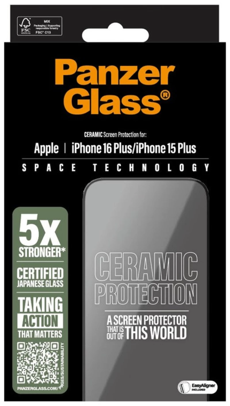 PanzerGlass - Ceramic Screen Protection - iPhone 16 Plus - Ultra Wide Fit / Electronics