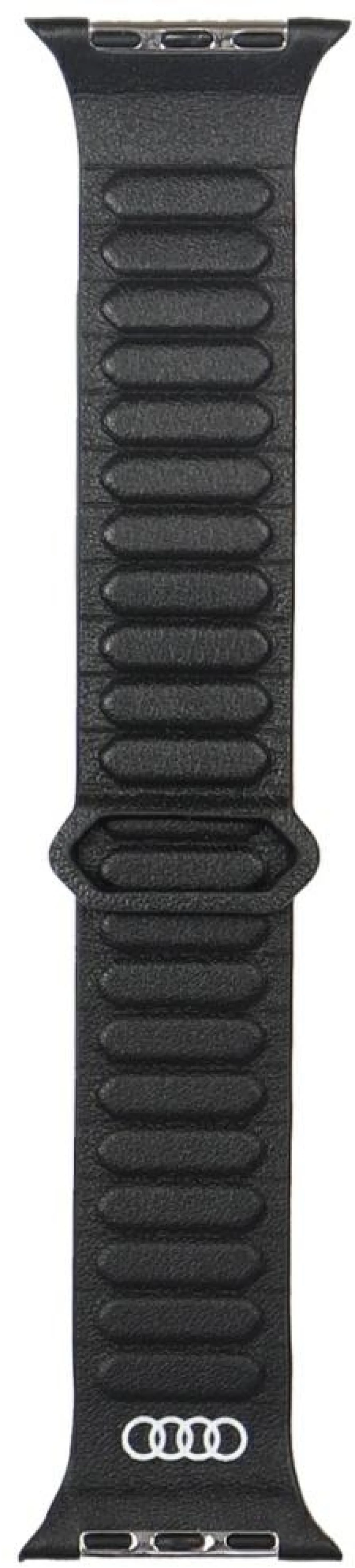 Audi Logo Genuine Leather Magnetic Ring Strap for Apple Watch 44 / 45 / 46 / 49 mm - Black